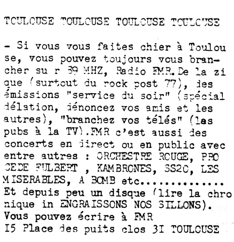 Article paru dans le fanzine Groupie no 5