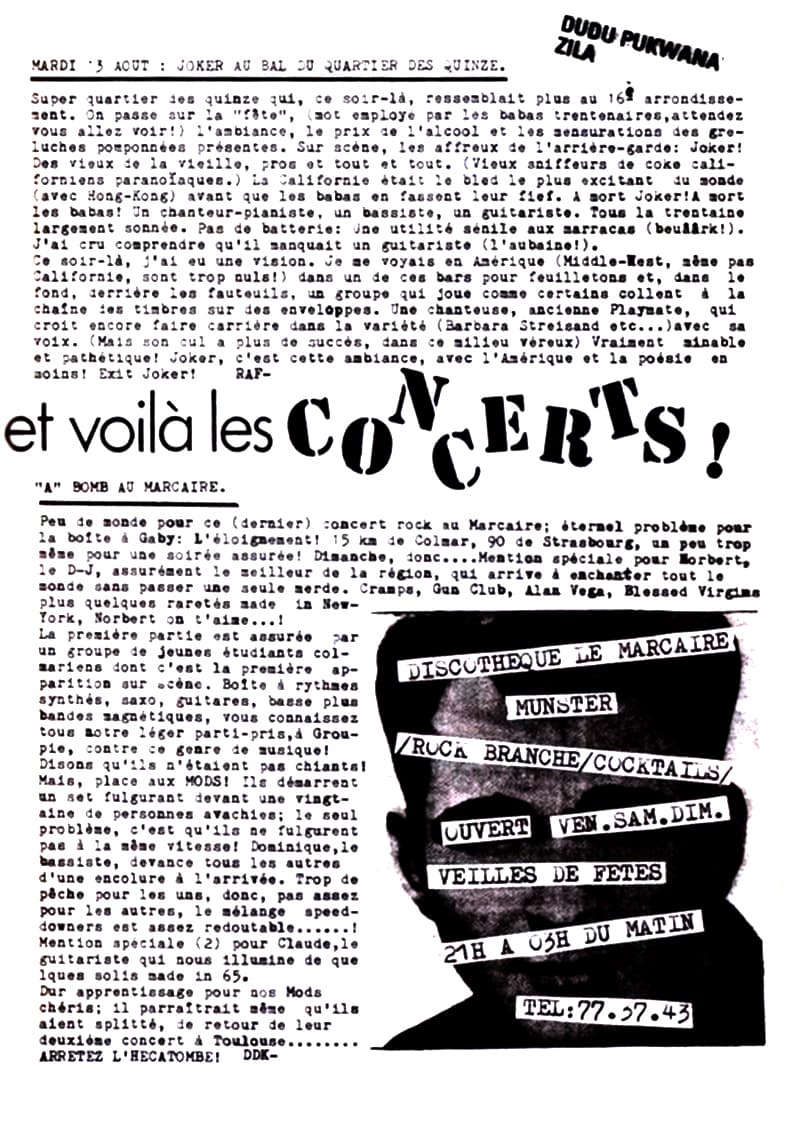 Article paru dans le fanzine Groupie no 5