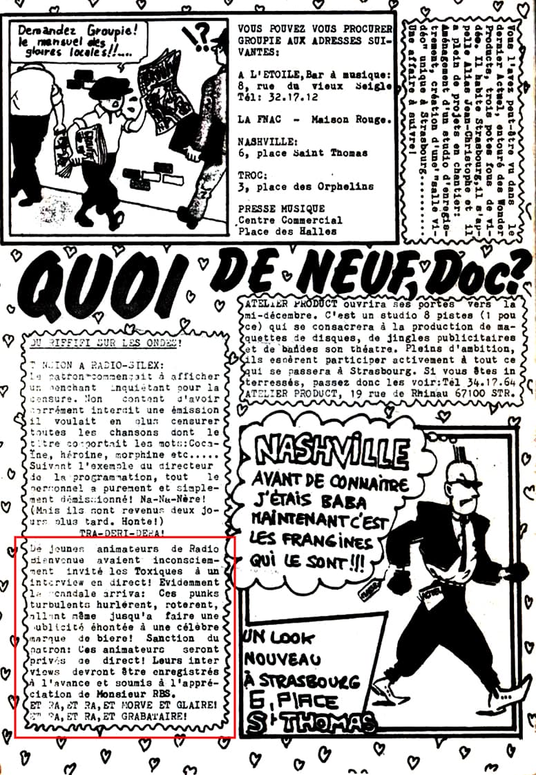 Extrait du fanzine Groupie n°5 (octobre 1982)