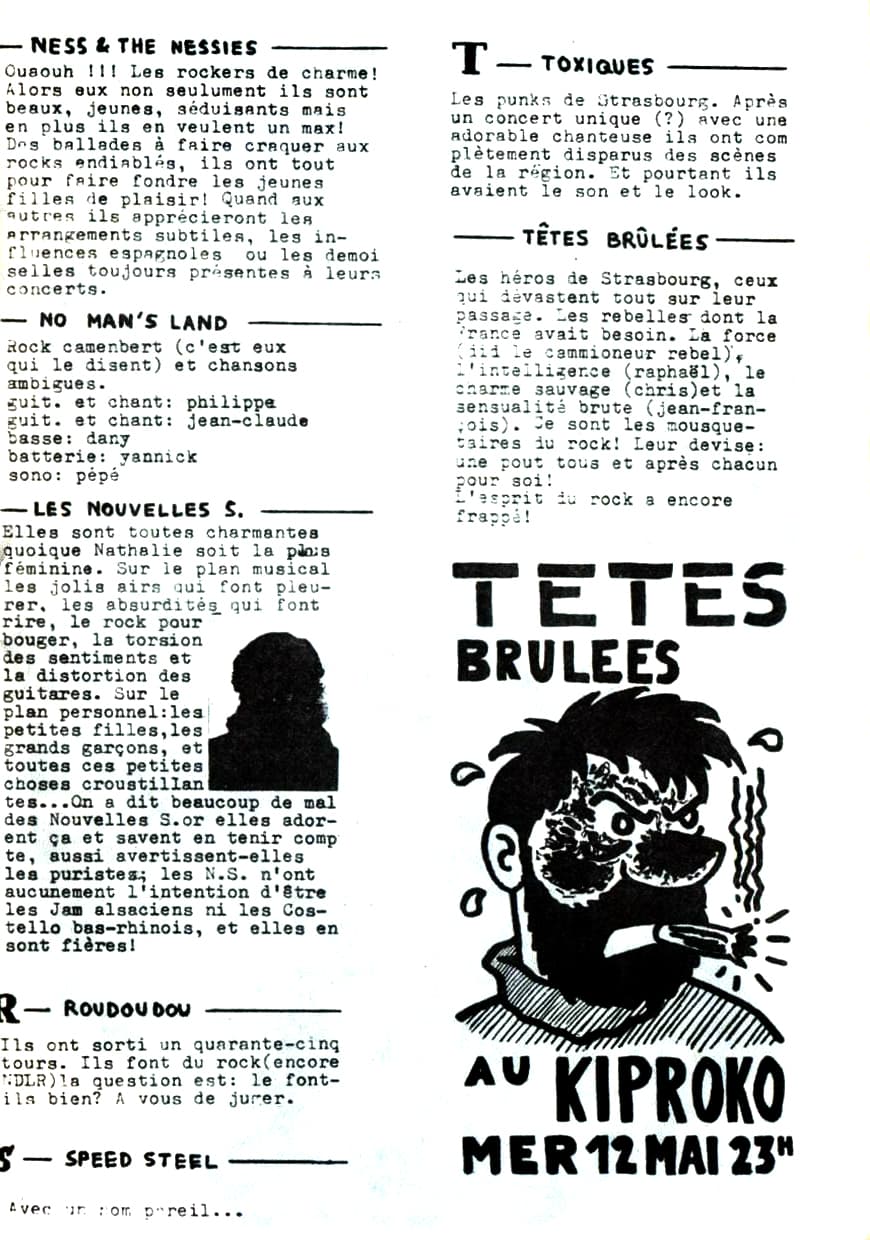 Extrait du fanzine Groupie n°2 (mars 1982)